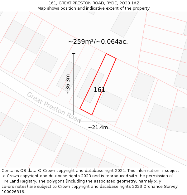 161, GREAT PRESTON ROAD, RYDE, PO33 1AZ: Plot and title map