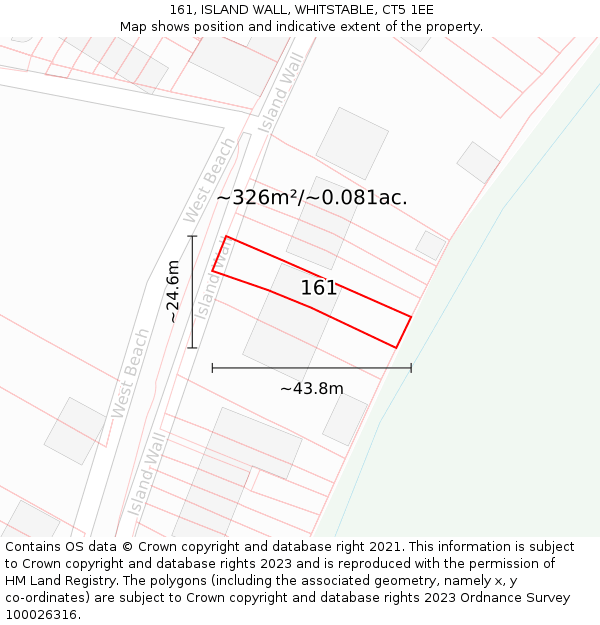 161, ISLAND WALL, WHITSTABLE, CT5 1EE: Plot and title map