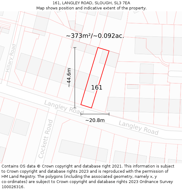 161, LANGLEY ROAD, SLOUGH, SL3 7EA: Plot and title map