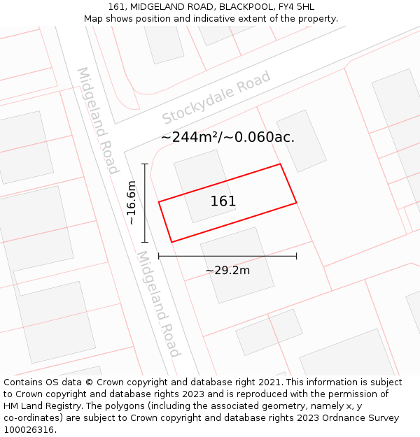 161, MIDGELAND ROAD, BLACKPOOL, FY4 5HL: Plot and title map