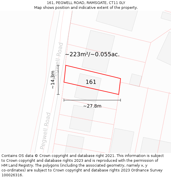 161, PEGWELL ROAD, RAMSGATE, CT11 0LY: Plot and title map