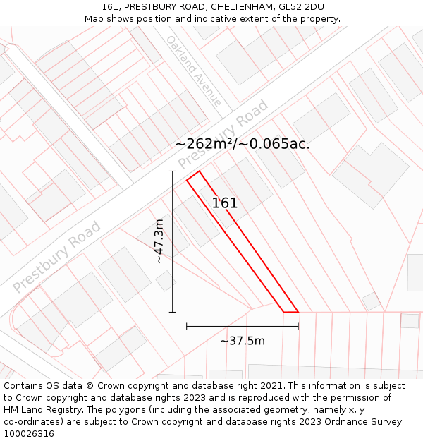 161, PRESTBURY ROAD, CHELTENHAM, GL52 2DU: Plot and title map