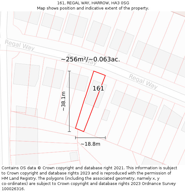 161, REGAL WAY, HARROW, HA3 0SG: Plot and title map