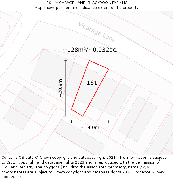 161, VICARAGE LANE, BLACKPOOL, FY4 4NG: Plot and title map