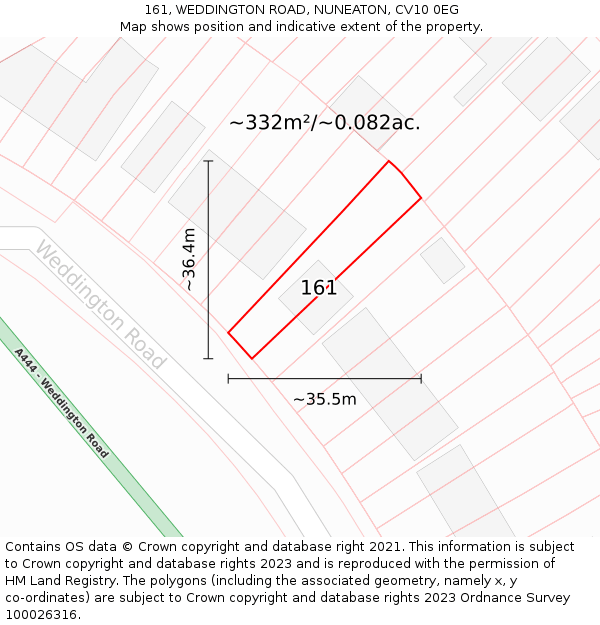 161, WEDDINGTON ROAD, NUNEATON, CV10 0EG: Plot and title map