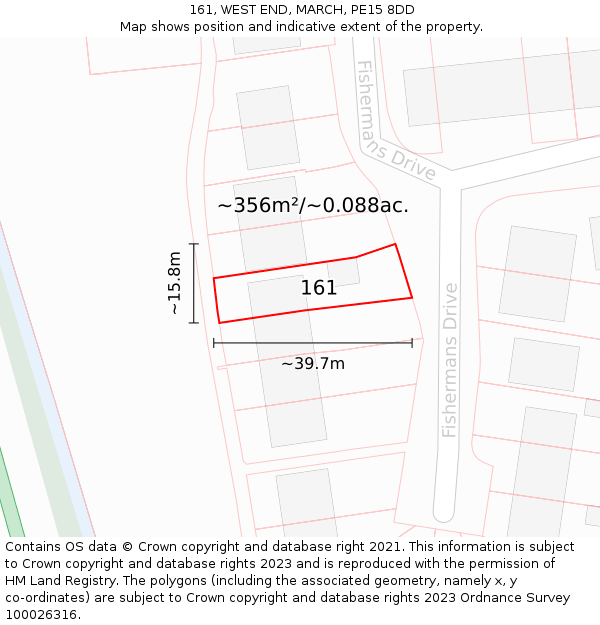 161, WEST END, MARCH, PE15 8DD: Plot and title map