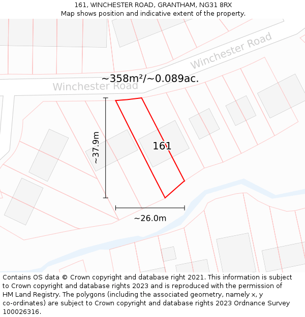 161, WINCHESTER ROAD, GRANTHAM, NG31 8RX: Plot and title map