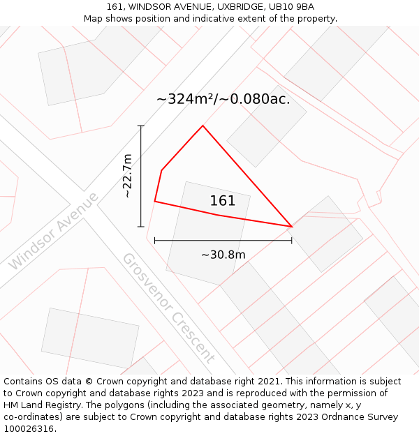 161, WINDSOR AVENUE, UXBRIDGE, UB10 9BA: Plot and title map