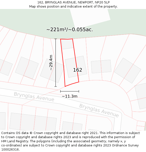 162, BRYNGLAS AVENUE, NEWPORT, NP20 5LP: Plot and title map