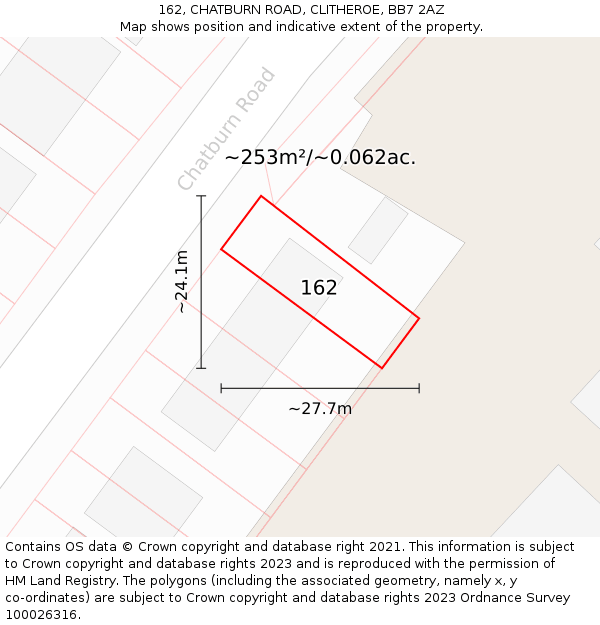 162, CHATBURN ROAD, CLITHEROE, BB7 2AZ: Plot and title map