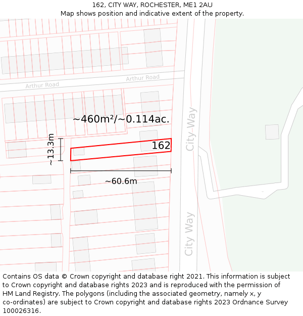 162, CITY WAY, ROCHESTER, ME1 2AU: Plot and title map