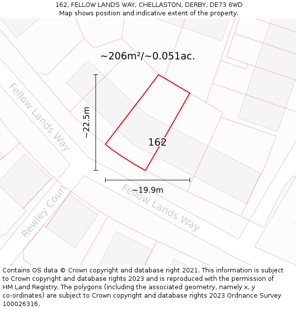 162, FELLOW LANDS WAY, CHELLASTON, DERBY, DE73 6WD: Plot and title map