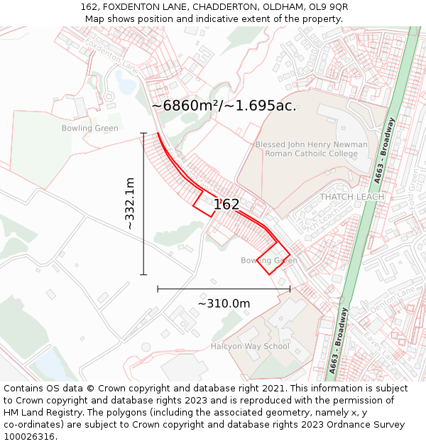 162, FOXDENTON LANE, CHADDERTON, OLDHAM, OL9 9QR: Plot and title map