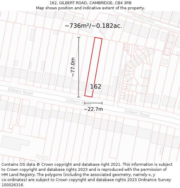 162, GILBERT ROAD, CAMBRIDGE, CB4 3PB: Plot and title map