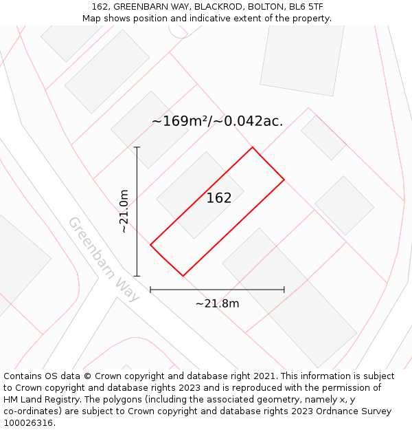 162, GREENBARN WAY, BLACKROD, BOLTON, BL6 5TF: Plot and title map