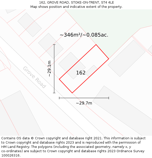 162, GROVE ROAD, STOKE-ON-TRENT, ST4 4LE: Plot and title map