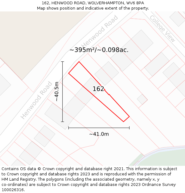 162, HENWOOD ROAD, WOLVERHAMPTON, WV6 8PA: Plot and title map