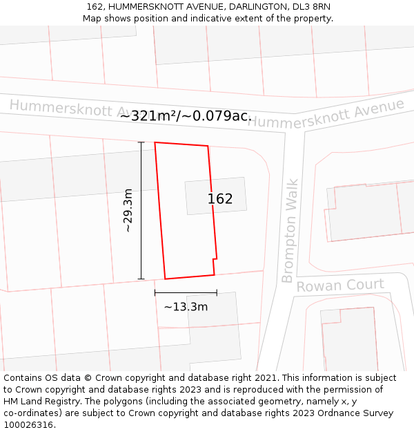 162, HUMMERSKNOTT AVENUE, DARLINGTON, DL3 8RN: Plot and title map