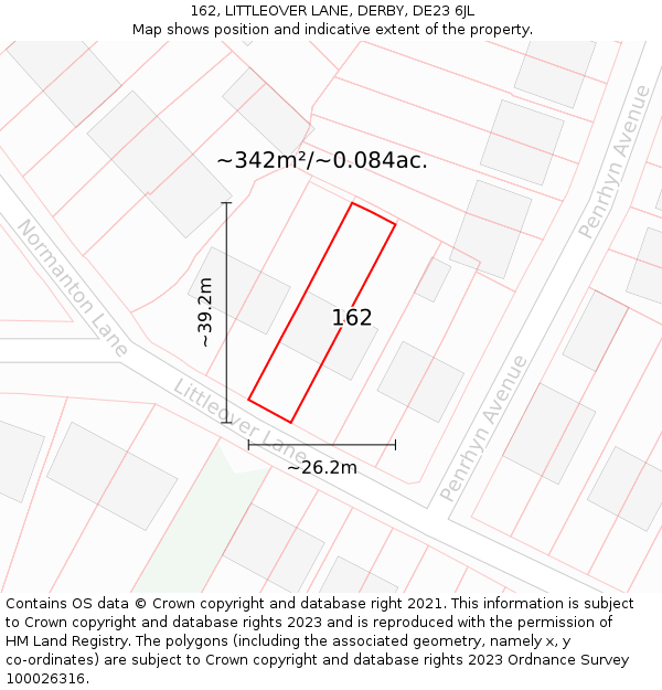 162, LITTLEOVER LANE, DERBY, DE23 6JL: Plot and title map