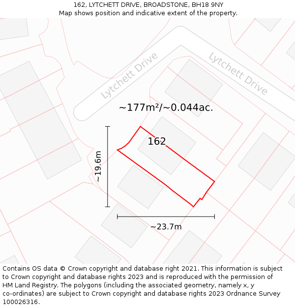 162, LYTCHETT DRIVE, BROADSTONE, BH18 9NY: Plot and title map