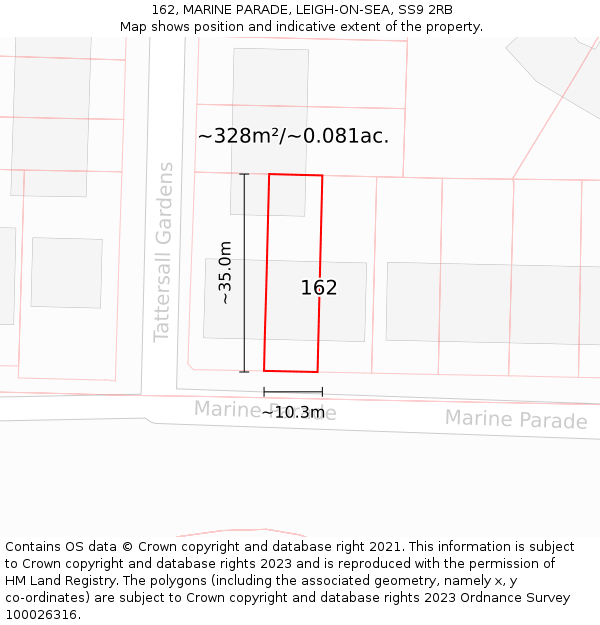 162, MARINE PARADE, LEIGH-ON-SEA, SS9 2RB: Plot and title map