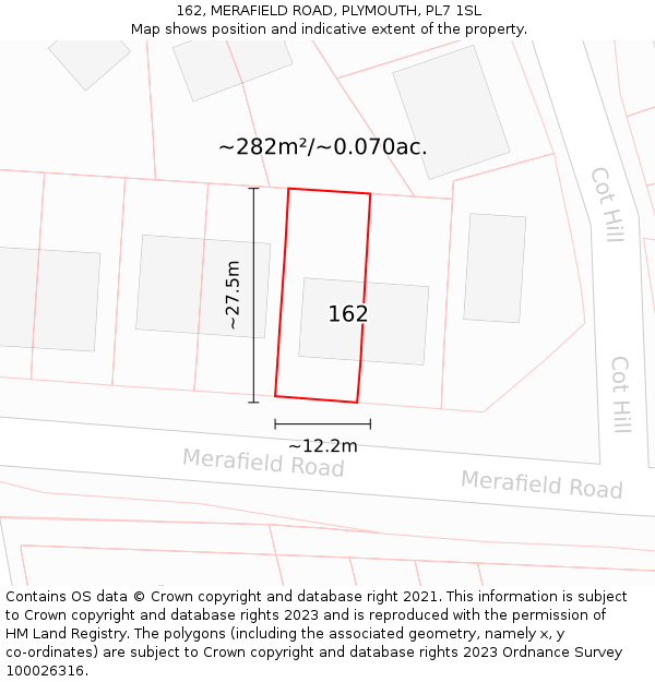 162, MERAFIELD ROAD, PLYMOUTH, PL7 1SL: Plot and title map