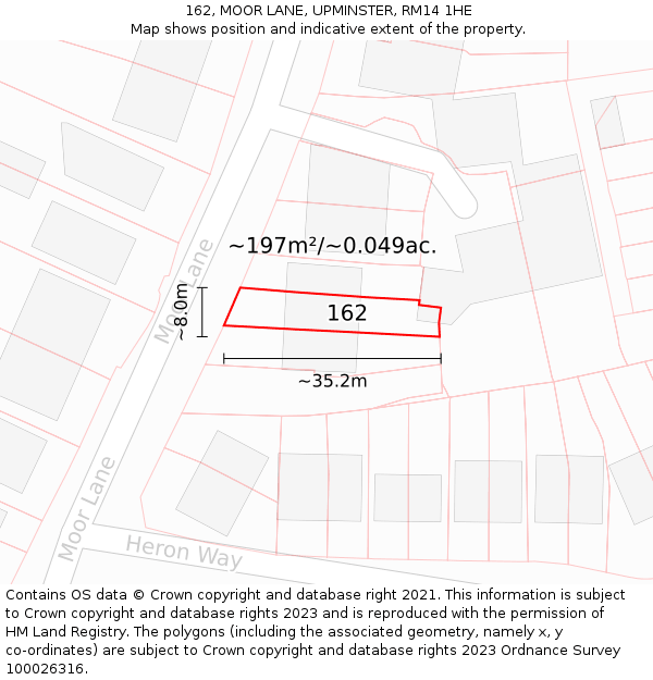 162, MOOR LANE, UPMINSTER, RM14 1HE: Plot and title map