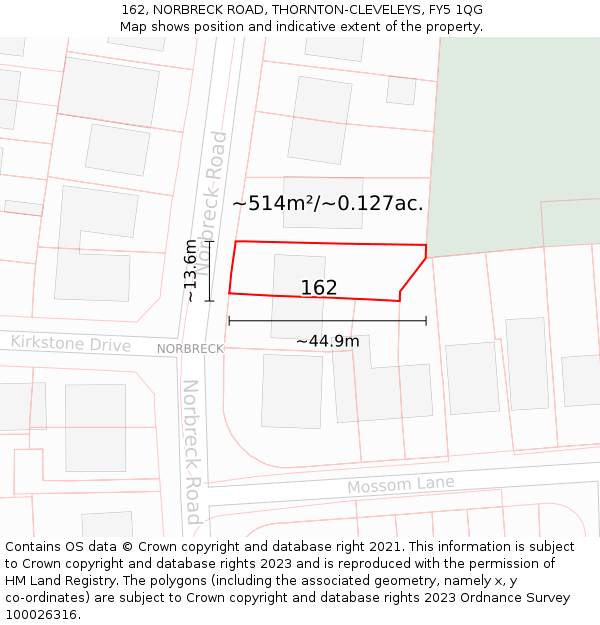 162, NORBRECK ROAD, THORNTON-CLEVELEYS, FY5 1QG: Plot and title map