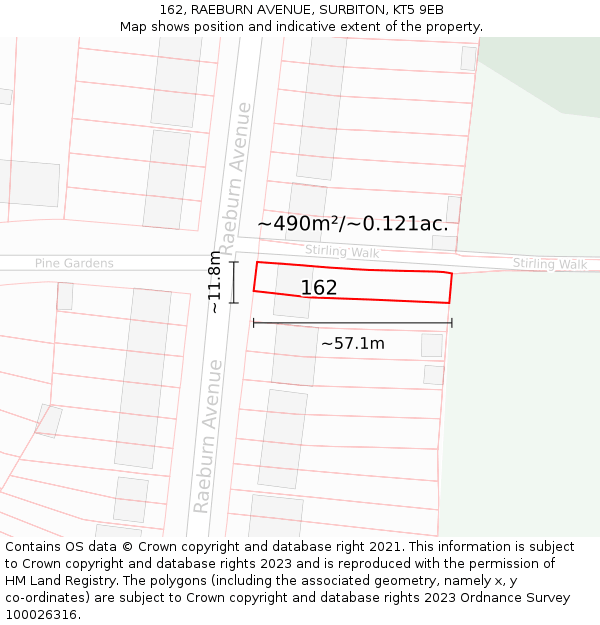 162, RAEBURN AVENUE, SURBITON, KT5 9EB: Plot and title map