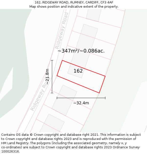 162, RIDGEWAY ROAD, RUMNEY, CARDIFF, CF3 4AF: Plot and title map