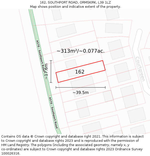 162, SOUTHPORT ROAD, ORMSKIRK, L39 1LZ: Plot and title map