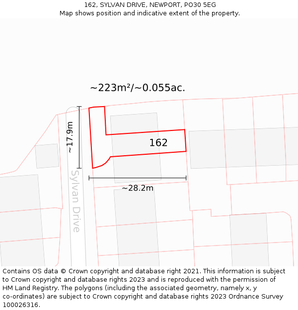 162, SYLVAN DRIVE, NEWPORT, PO30 5EG: Plot and title map