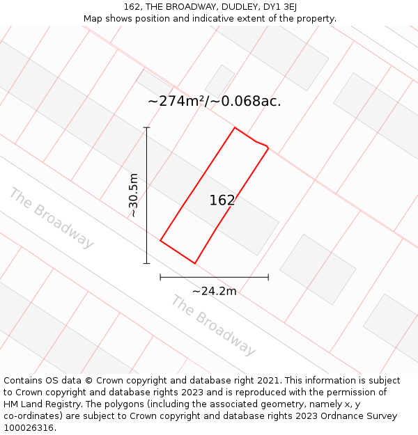 162, THE BROADWAY, DUDLEY, DY1 3EJ: Plot and title map