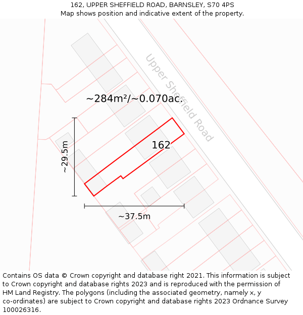 162, UPPER SHEFFIELD ROAD, BARNSLEY, S70 4PS: Plot and title map