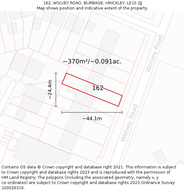 162, WOLVEY ROAD, BURBAGE, HINCKLEY, LE10 2JJ: Plot and title map