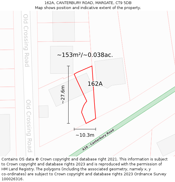 162A, CANTERBURY ROAD, MARGATE, CT9 5DB: Plot and title map