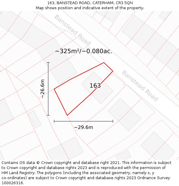 163, BANSTEAD ROAD, CATERHAM, CR3 5QN: Plot and title map