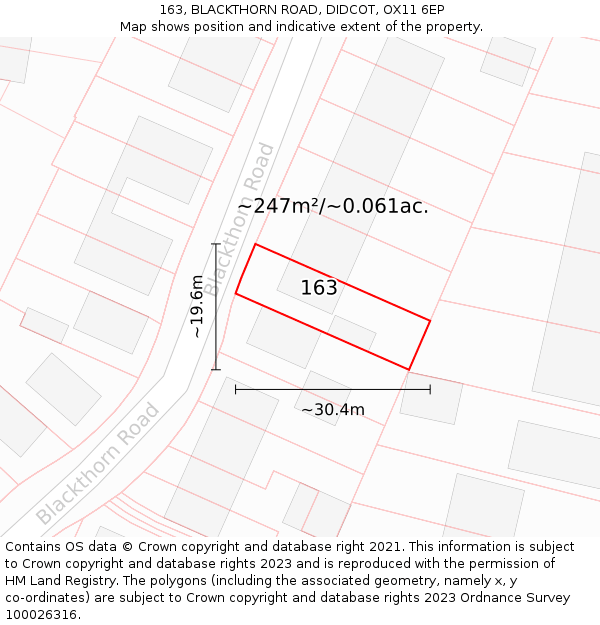 163, BLACKTHORN ROAD, DIDCOT, OX11 6EP: Plot and title map