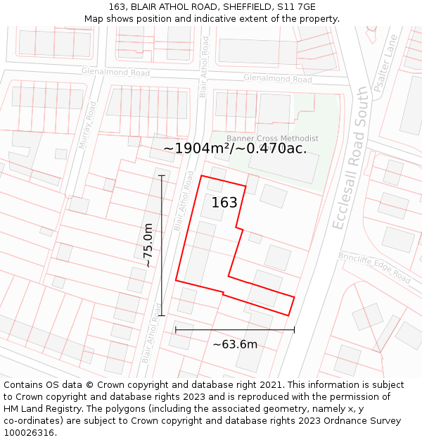 163, BLAIR ATHOL ROAD, SHEFFIELD, S11 7GE: Plot and title map