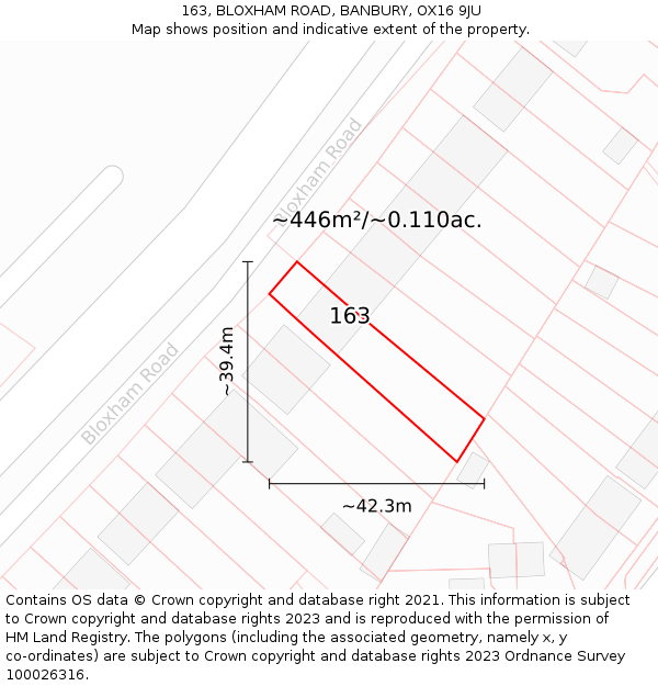 163, BLOXHAM ROAD, BANBURY, OX16 9JU: Plot and title map