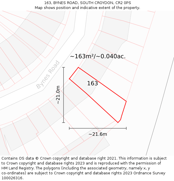 163, BYNES ROAD, SOUTH CROYDON, CR2 0PS: Plot and title map