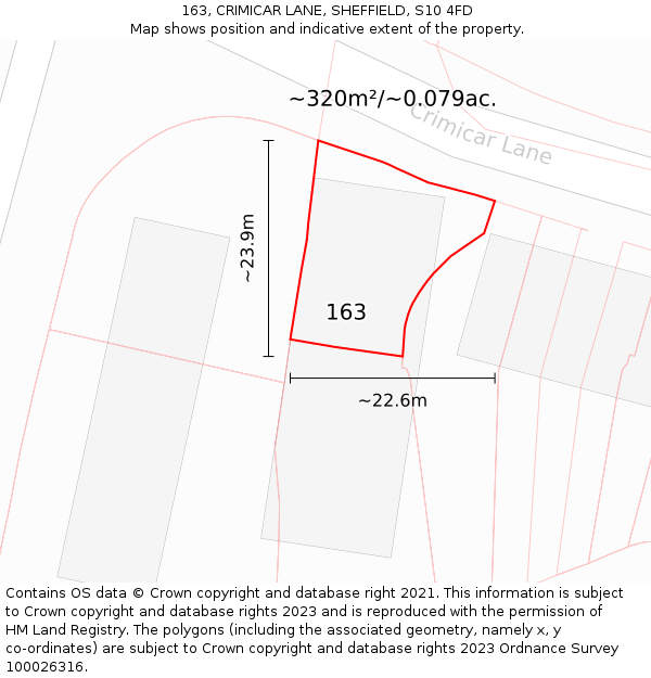 163, CRIMICAR LANE, SHEFFIELD, S10 4FD: Plot and title map