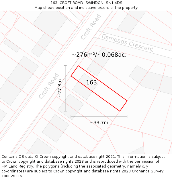 163, CROFT ROAD, SWINDON, SN1 4DS: Plot and title map