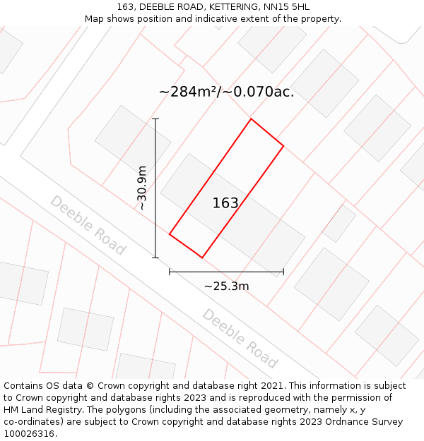 163, DEEBLE ROAD, KETTERING, NN15 5HL: Plot and title map