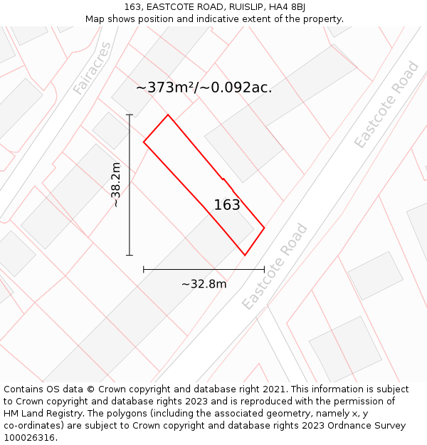 163, EASTCOTE ROAD, RUISLIP, HA4 8BJ: Plot and title map