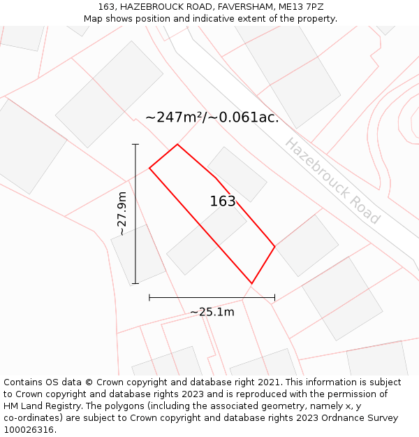 163, HAZEBROUCK ROAD, FAVERSHAM, ME13 7PZ: Plot and title map