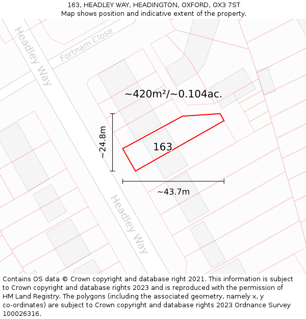 163, HEADLEY WAY, HEADINGTON, OXFORD, OX3 7ST: Plot and title map