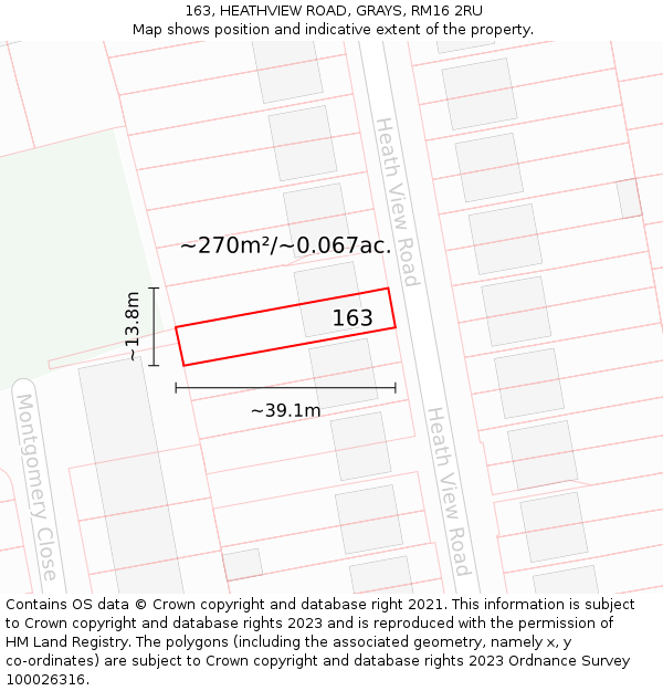 163, HEATHVIEW ROAD, GRAYS, RM16 2RU: Plot and title map