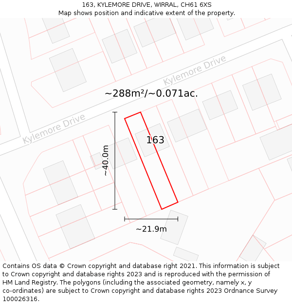 163, KYLEMORE DRIVE, WIRRAL, CH61 6XS: Plot and title map