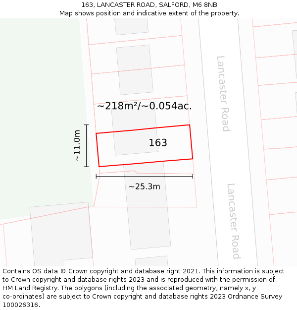 163, LANCASTER ROAD, SALFORD, M6 8NB: Plot and title map